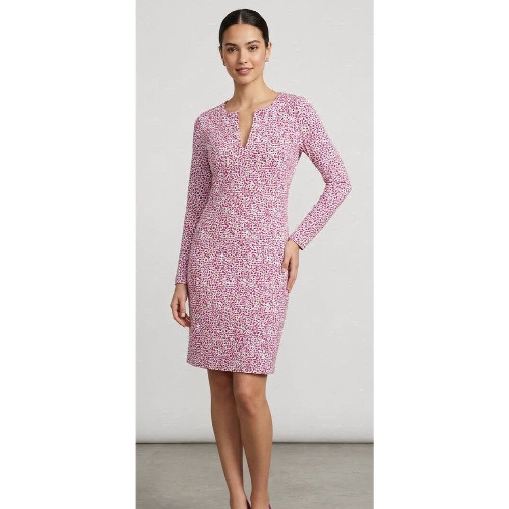 Diane Von Furstenberg NWT Pink Floral Long Sleeve Dress Size 8